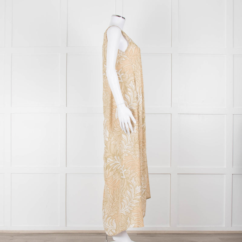 Natalie Martin Beige, Green & White Floral S/Less Maxi Dress