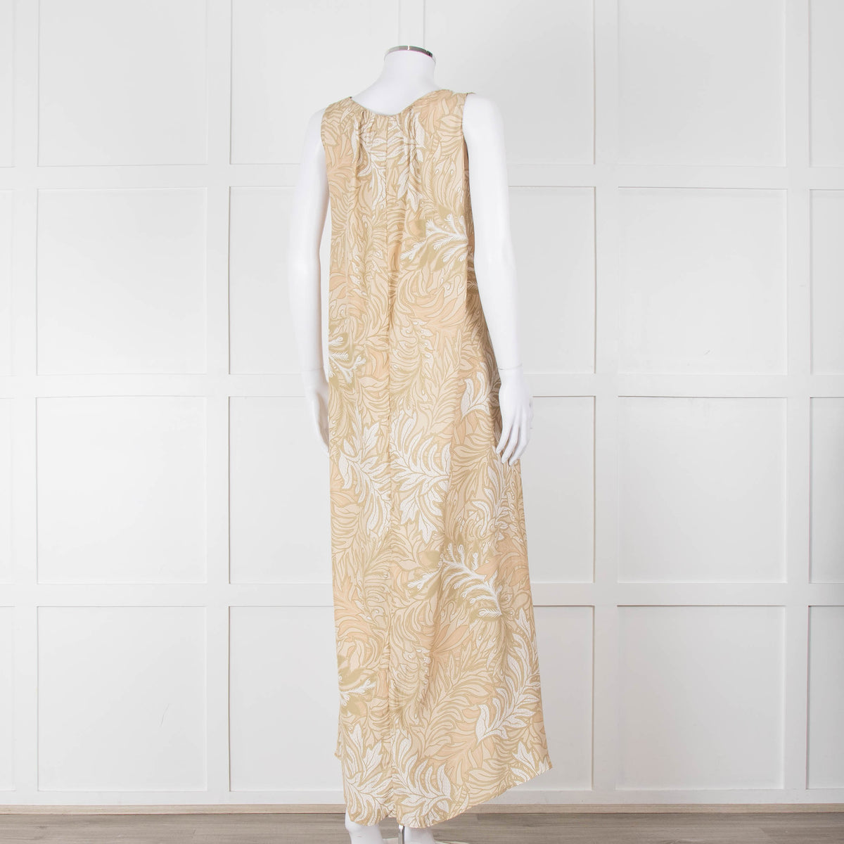 Natalie Martin Beige, Green & White Floral S/Less Maxi Dress