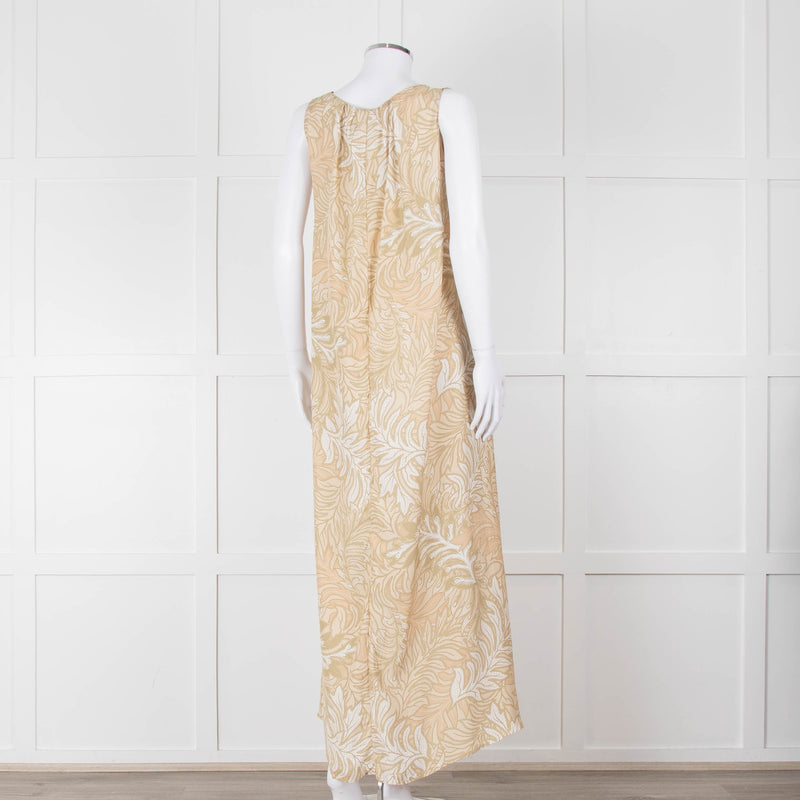 Natalie Martin Beige, Green & White Floral S/Less Maxi Dress