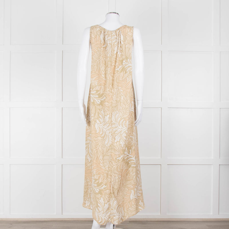 Natalie Martin Beige, Green & White Floral S/Less Maxi Dress