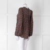 Moliin Black Brown Neck Tie Long Sleeve Top