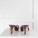 Malone Souliers Black Heels with Fuschia Straps