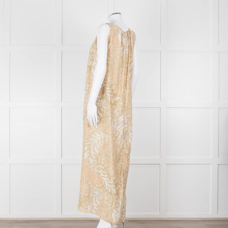 Natalie Martin Beige, Green & White Floral S/Less Maxi Dress