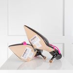 Malone Souliers Black Heels with Fuschia Straps