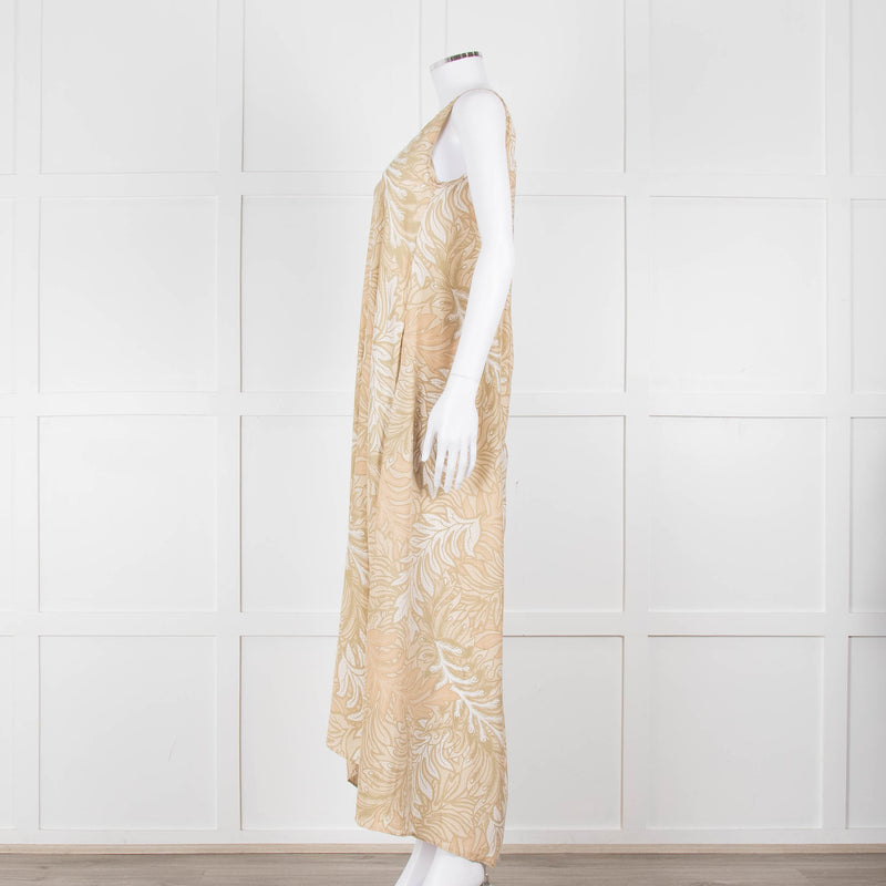 Natalie Martin Beige, Green & White Floral S/Less Maxi Dress