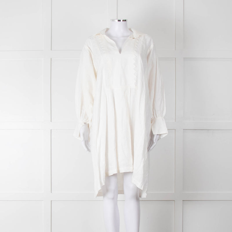 Les Vacances d'Irina Cream Linen Tunic Dress