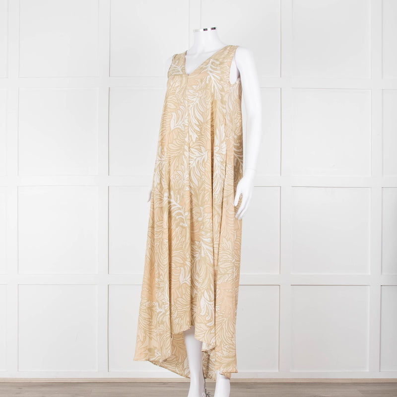 Natalie Martin Beige, Green & White Floral S/Less Maxi Dress