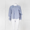 Magali Pascal Blue Frill Collar Textured Shirt