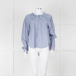 Magali Pascal Blue Frill Collar Textured Shirt