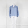 Marc Cain Cornflower Blue Grandad Collar Blouse with Button Cuffs