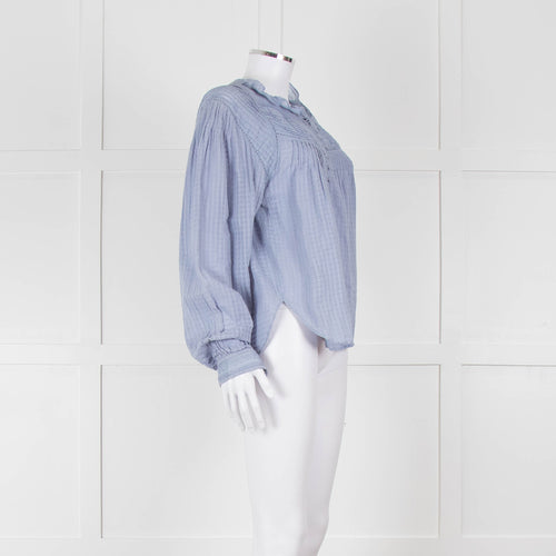 Magali Pascal Blue Frill Collar Textured Shirt