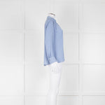Marc Cain Cornflower Blue Grandad Collar Blouse with Button Cuffs