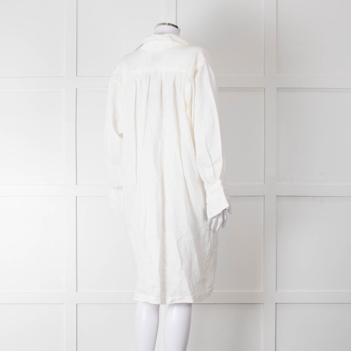 Max Mara White Cotton Tassel Detail Long Sleeve Tunic Dress