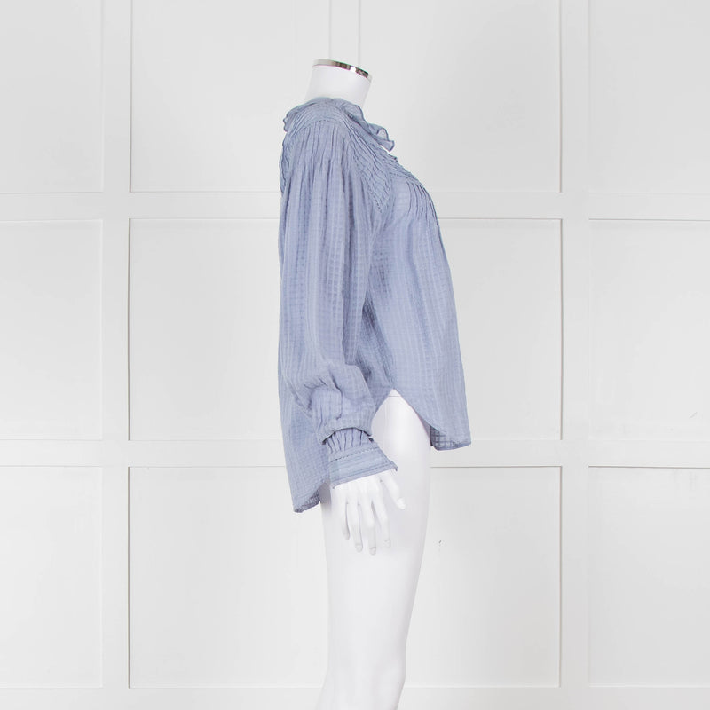 Magali Pascal Blue Frill Collar Textured Shirt