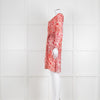 Isabel Marant Red Patterned Silk Mini Dress with Tie Waist