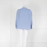 Marc Cain Cornflower Blue Grandad Collar Blouse with Button Cuffs