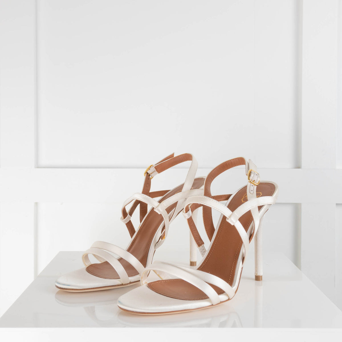 Malone Souliers White Strappy Stilettos