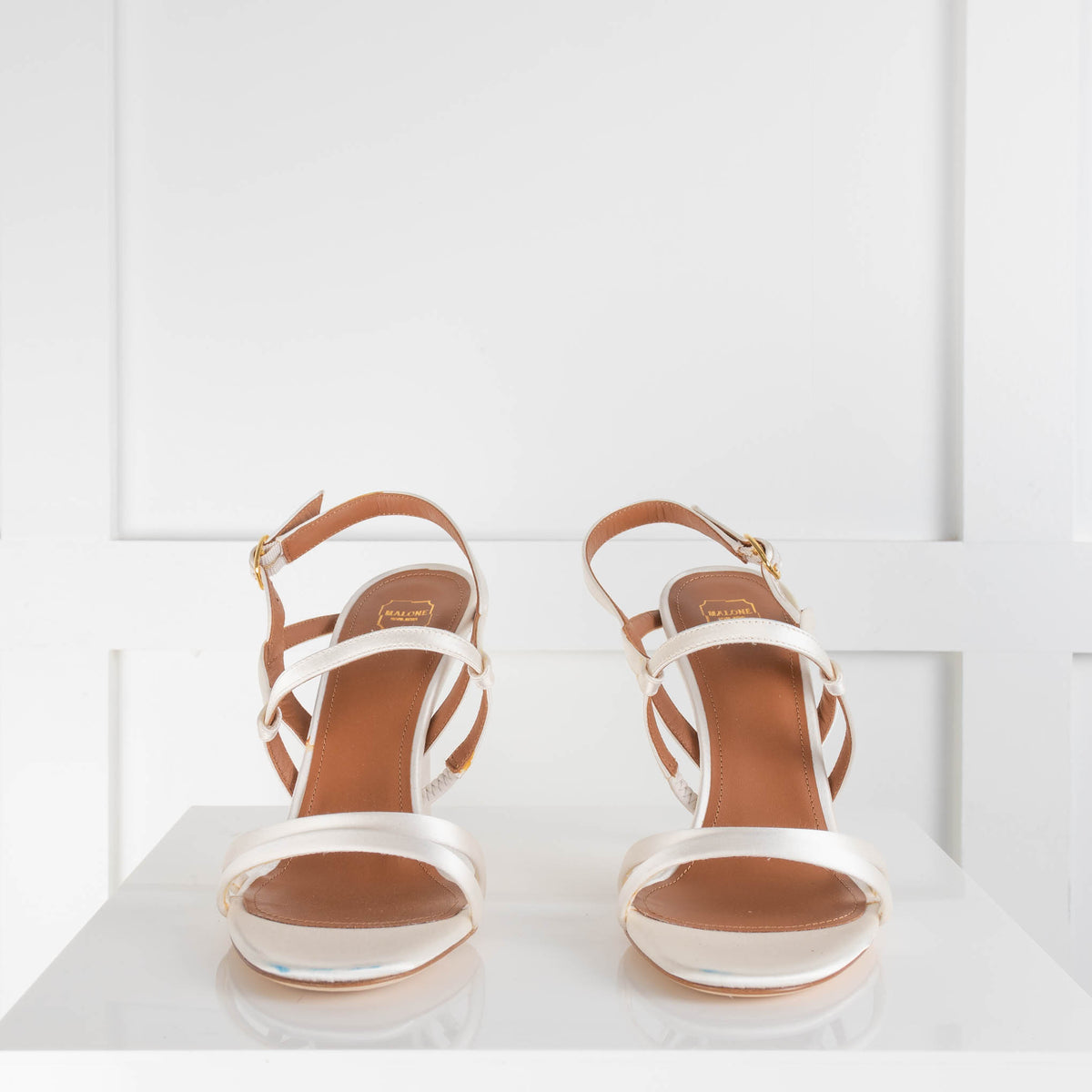 Malone Souliers White Strappy Stilettos