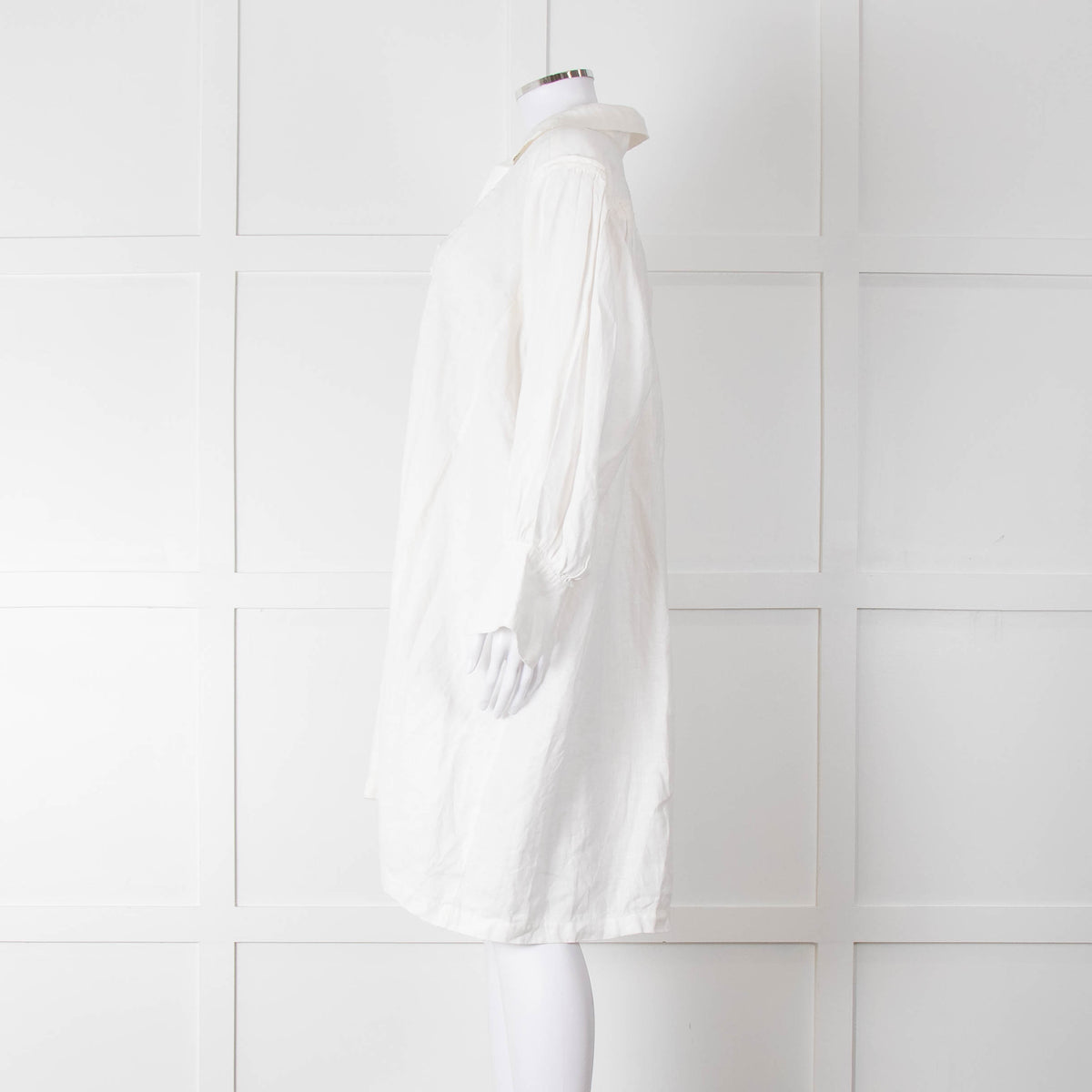 Max Mara White Cotton Tassel Detail Long Sleeve Tunic Dress