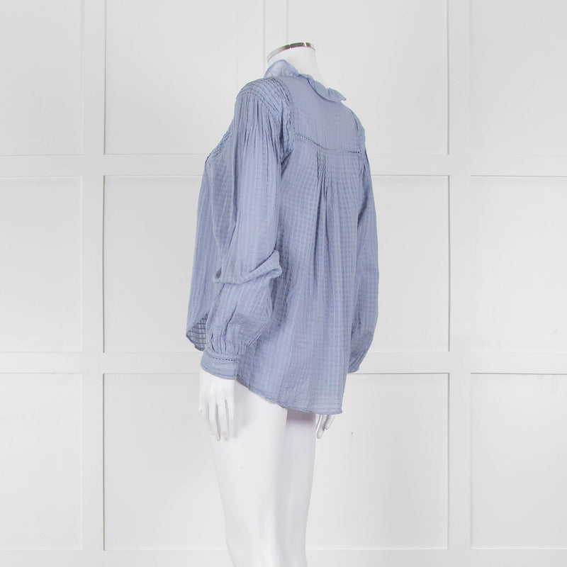 Magali Pascal Blue Frill Collar Textured Shirt