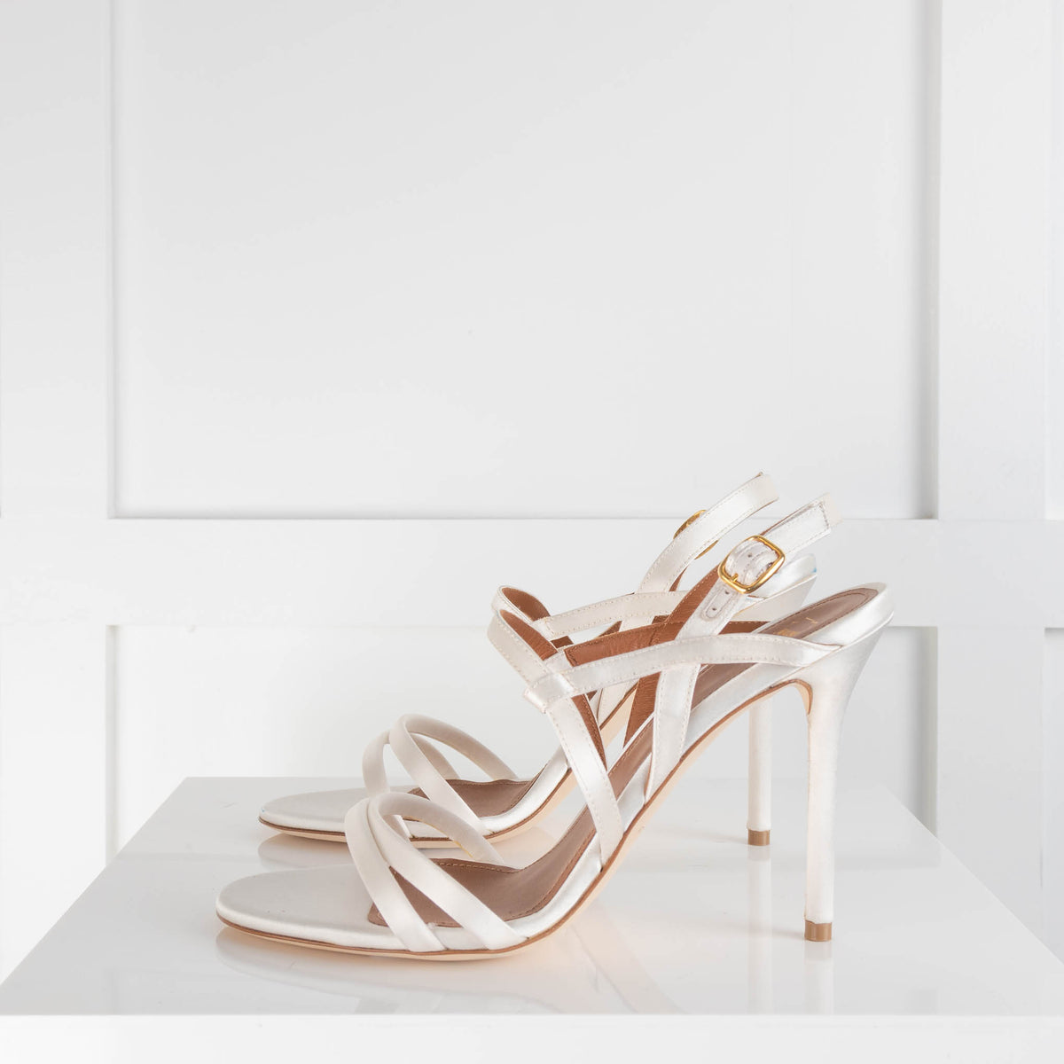 Malone Souliers White Strappy Stilettos