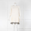 See By Chloé Cream Ruffle Hem Black Piping Detail Dress