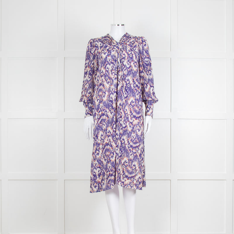 Isabel Marant Etoile Purple Ikat Pattern Tunic Midi Dress