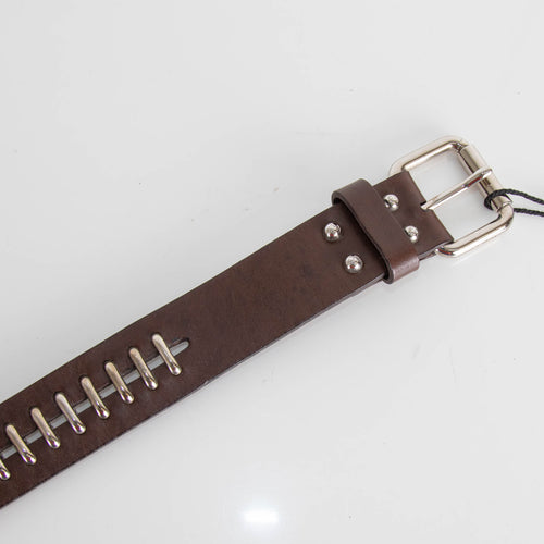 Fendi Brown Leather Silver Rivet Belt