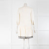 See By Chloé Cream Ruffle Hem Black Piping Detail Dress