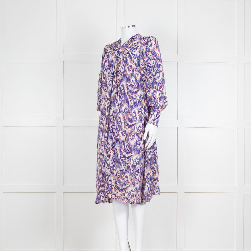 Isabel Marant Etoile Purple Ikat Pattern Tunic Midi Dress