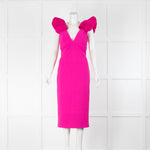 Rebecca Vallance Fuchsia Pink Cupids Bow Midi Dress