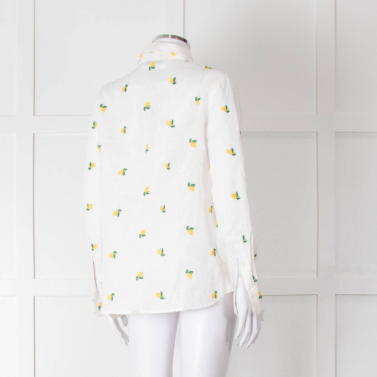 Sartoria Saracena White Lemon Embroidered Linen Shirt