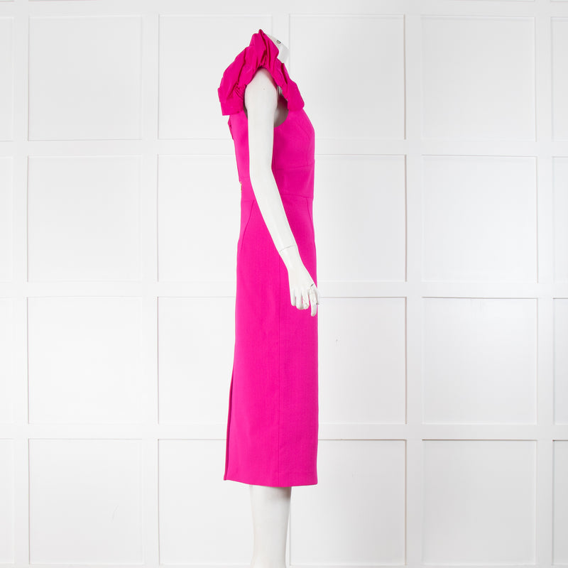 Rebecca Vallance Fuchsia Pink Cupids Bow Midi Dress