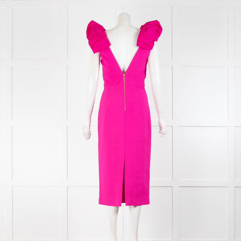 Rebecca Vallance Fuchsia Pink Cupids Bow Midi Dress