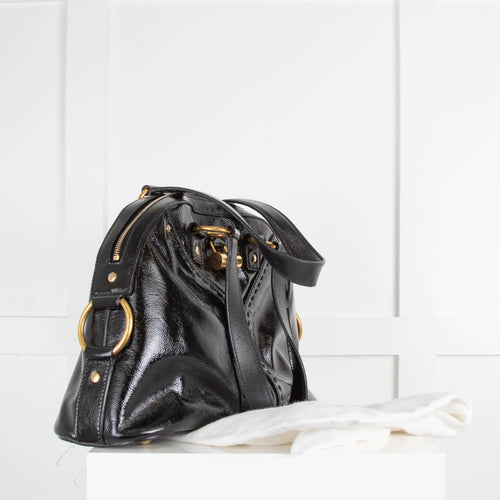 Yves Saint Laurent Black Patent Muse Bag