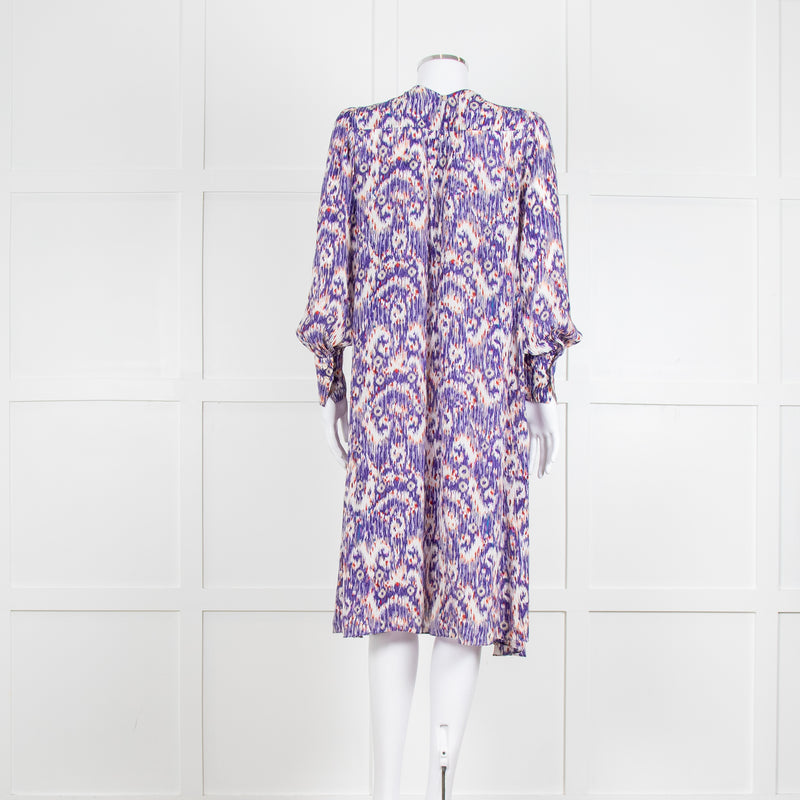 Isabel Marant Etoile Purple Ikat Pattern Tunic Midi Dress