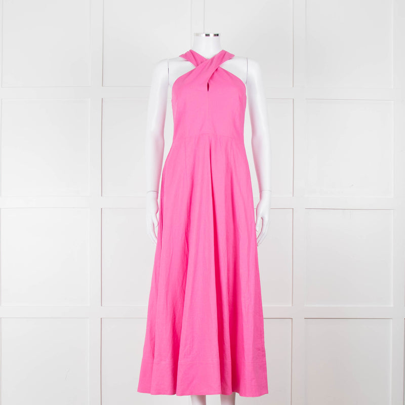 Me + Em Pink Cross Front Linen Dress