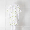 Sartoria Saracena White Lemon Embroidered Linen Frill Trim Dress