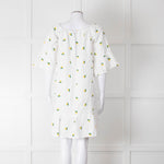 Sartoria Saracena White Lemon Embroidered Linen Frill Trim Dress