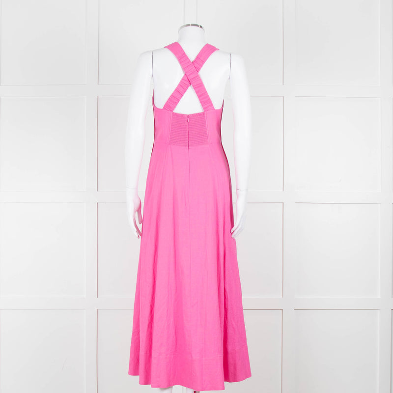 Me + Em Pink Cross Front Linen Dress