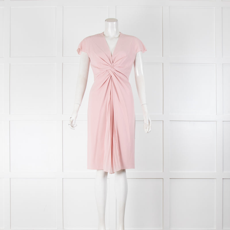 Paule Ka Pale Pink Front Pleated Detail Sleeveless Dress