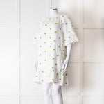 Sartoria Saracena White Lemon Embroidered Linen Frill Trim Dress