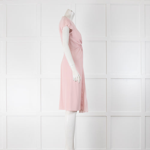 Paule Ka Pale Pink Front Pleated Detail Sleeveless Dress