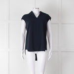Costume National Navy Sleeveless V-Neck Top