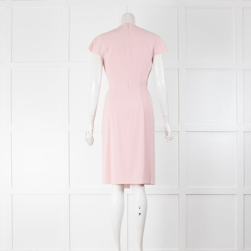 Paule Ka Pale Pink Front Pleated Detail Sleeveless Dress