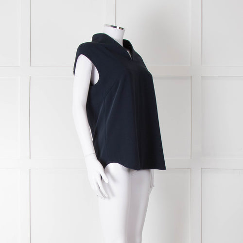 Costume National Navy Sleeveless V-Neck Top