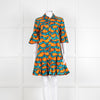 La Double J Orange and Turquoise Patterned Cotton Mini Dress