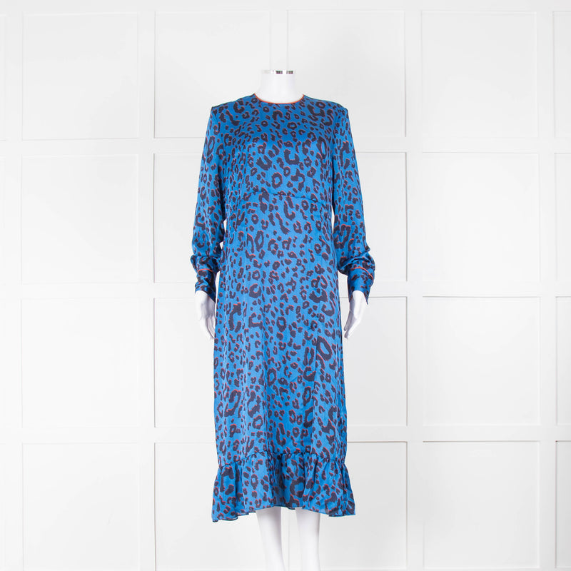 Kitri Blue Animal Print Round Neck Midi Dress – Phoenix Style