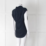 Costume National Navy Sleeveless V-Neck Top