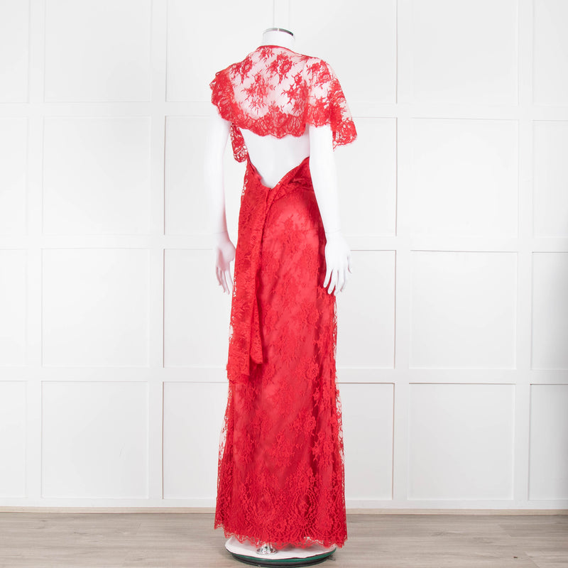 Temperley Red Dress With Lace Overlay